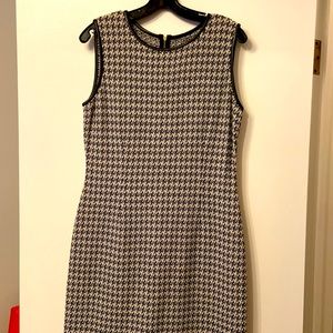 St John sleeveless dress with leather trim